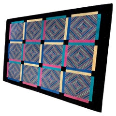 Rectangular Black and Colorful Wool Carpet by Missoni, Italy 1980s