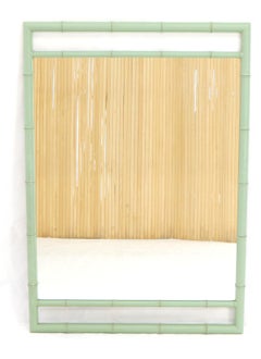Rectangular Blue Lacquer Faux Bamboo Mirror by Kittinger Mandarin Collection