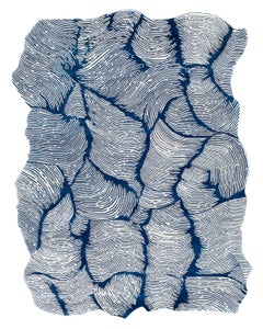 Luxury Rectangular Blue Oceano 400 Hand-Tufted Wool Rug by Mohebban