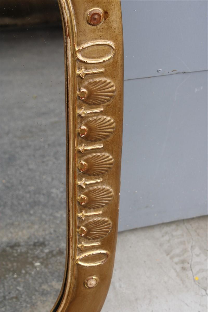 Rectangular Borsani Style Wall Mirror Sculpture 24-Karat Gold Italian Design For Sale 2