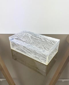 Boîte rectangulaire en lucite à effet de glace, style Willy Rizzo, Italie, 1970