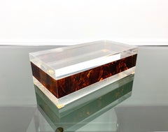 Rectangular Box in Tortoiseshell Details and Lucite, Italy, 1970s