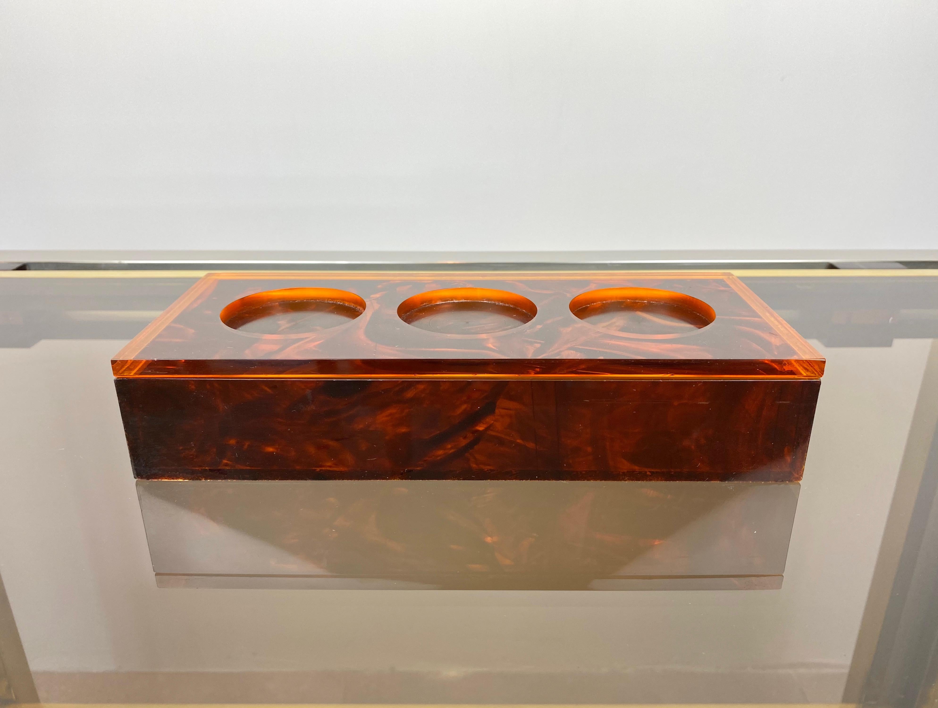 Mid-Century Modern Boîte rectangulaire en lucite effet écaille de tortue, Italie, 1970 en vente