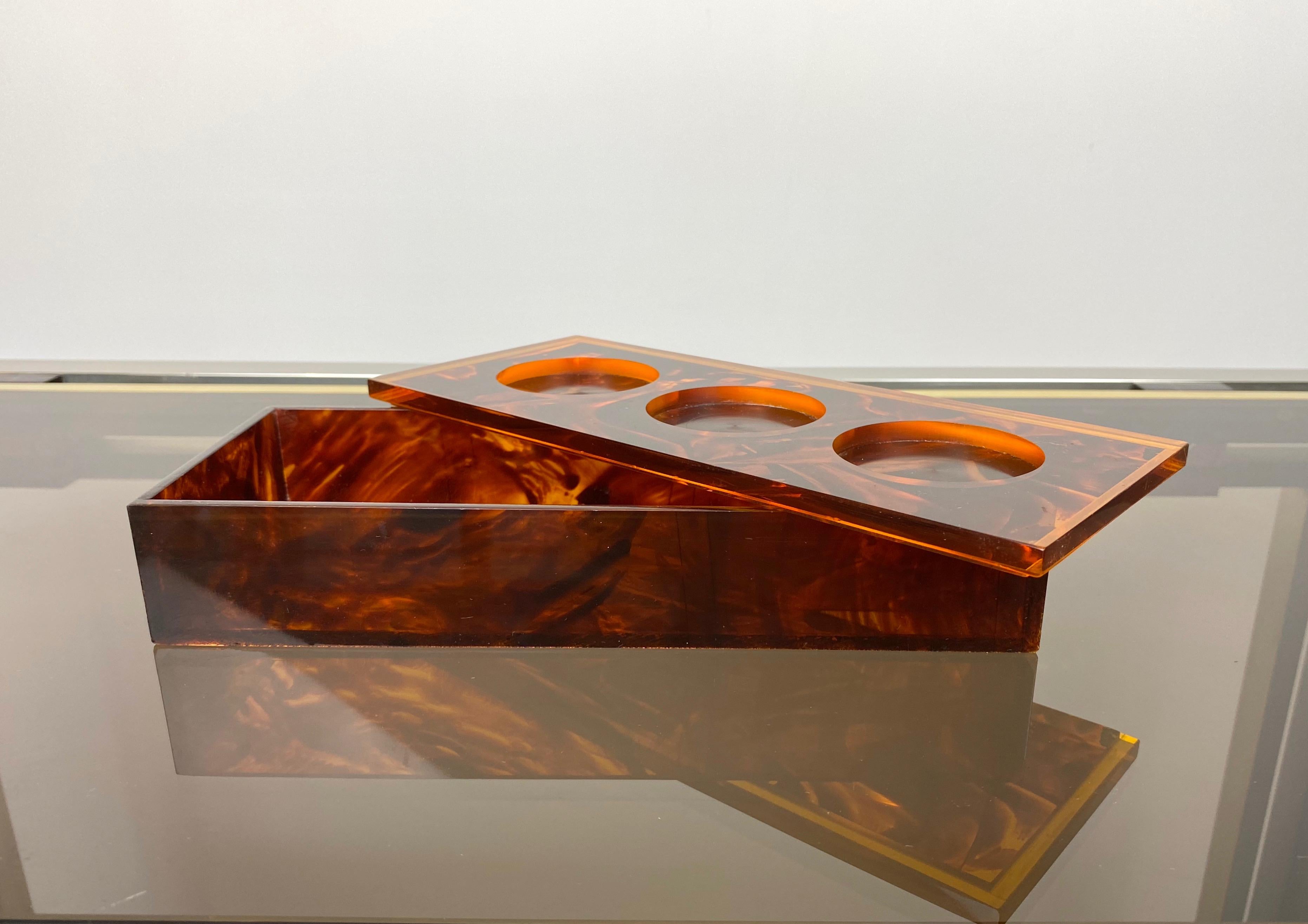 Rectangular Box Lucite Tortoise Shell Effect, Italy, 1970s For Sale 1