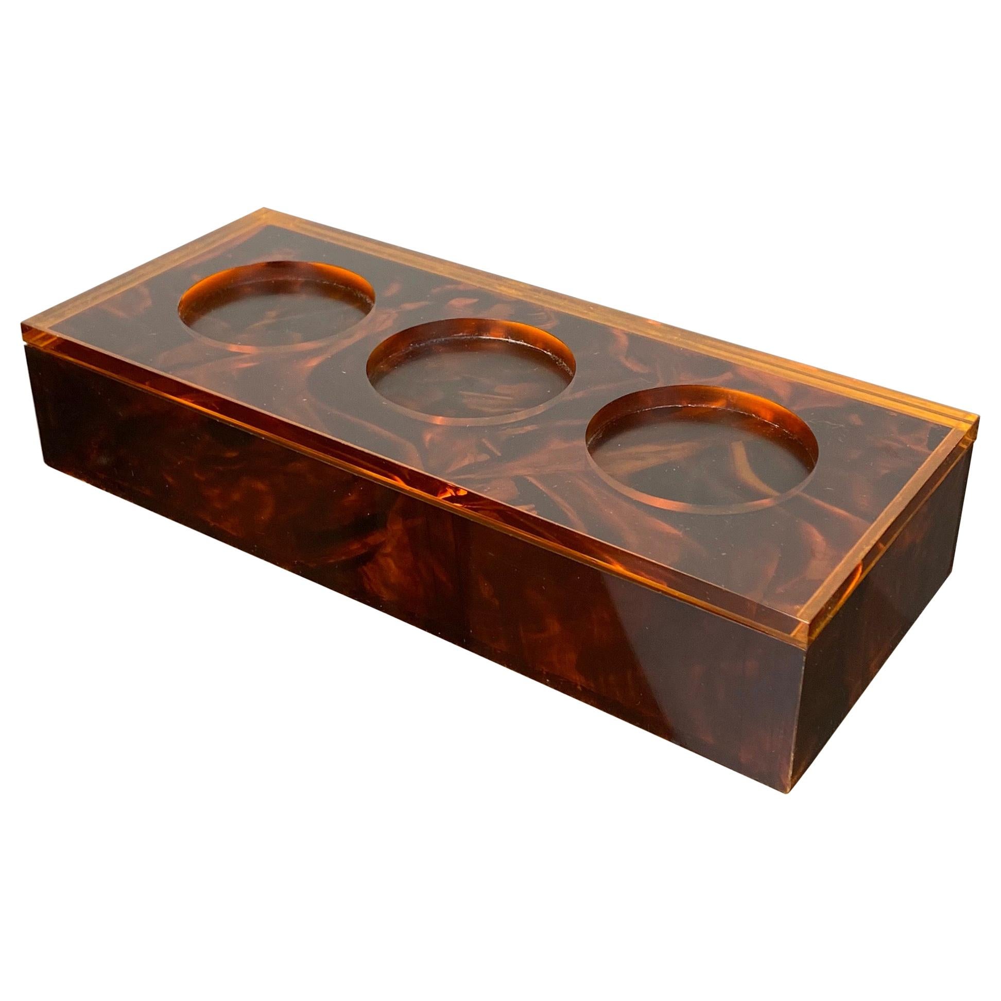 Rectangular Box Lucite Tortoise Shell Effect, Italy, 1970s