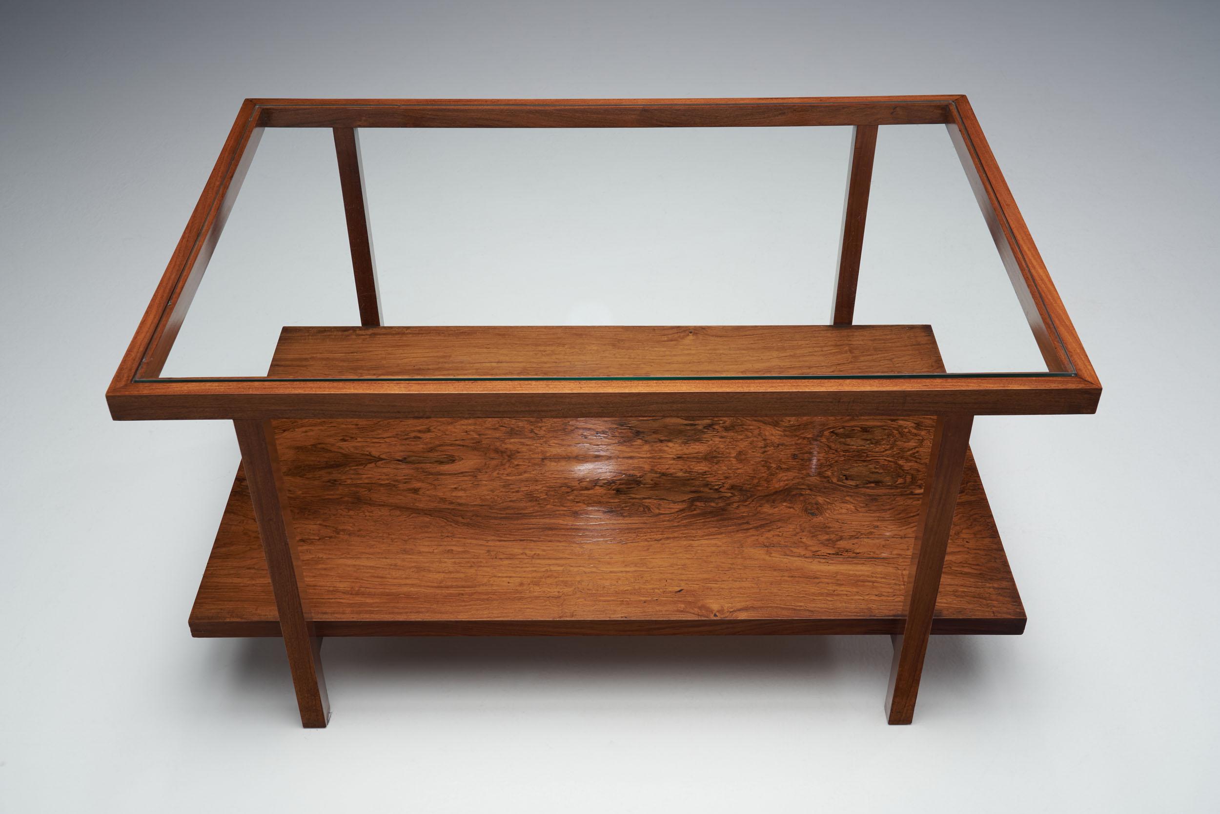 Rectangular Branco and Preto Wooden Coffee Table, Brazil, 1960s For Sale 1