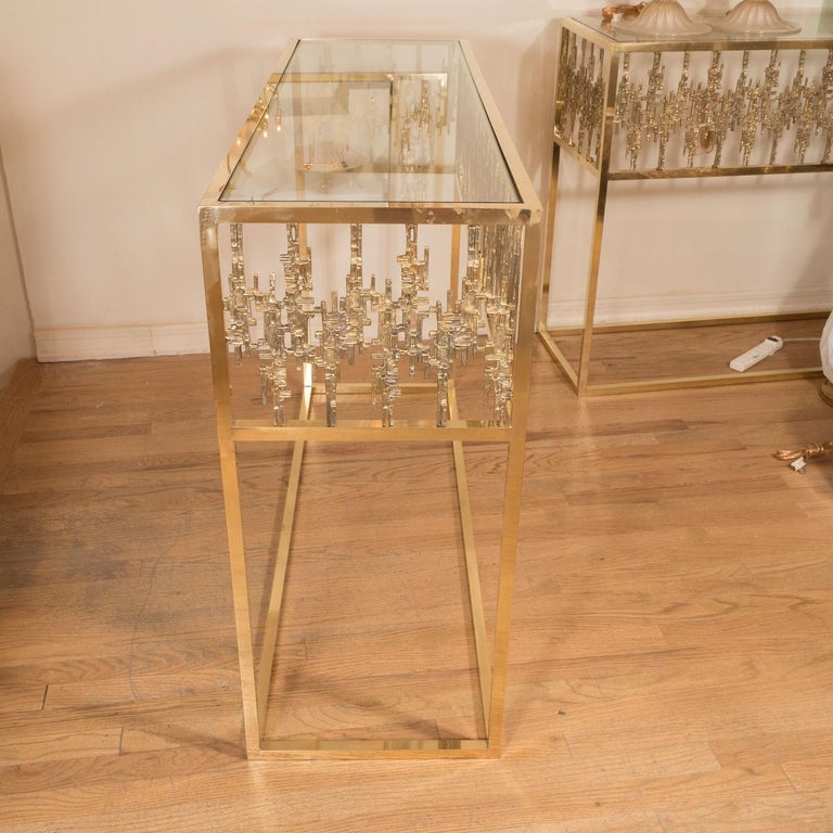 Rectangular Brass and Glass Console For Sale at 1stDibs