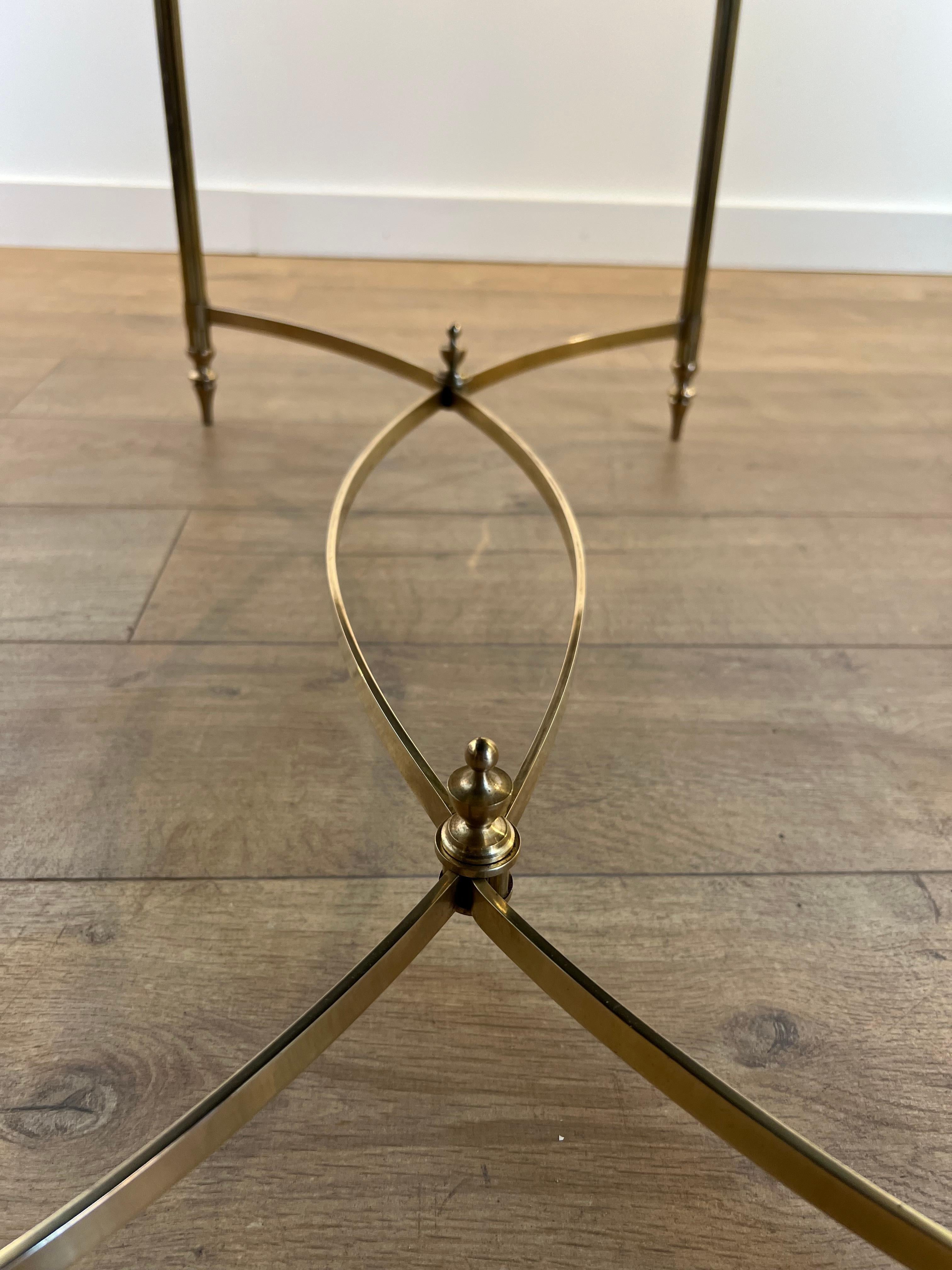 Table basse rectangulaire en laiton avec plateau en verre laqué noir par Maison Jansen en vente 10