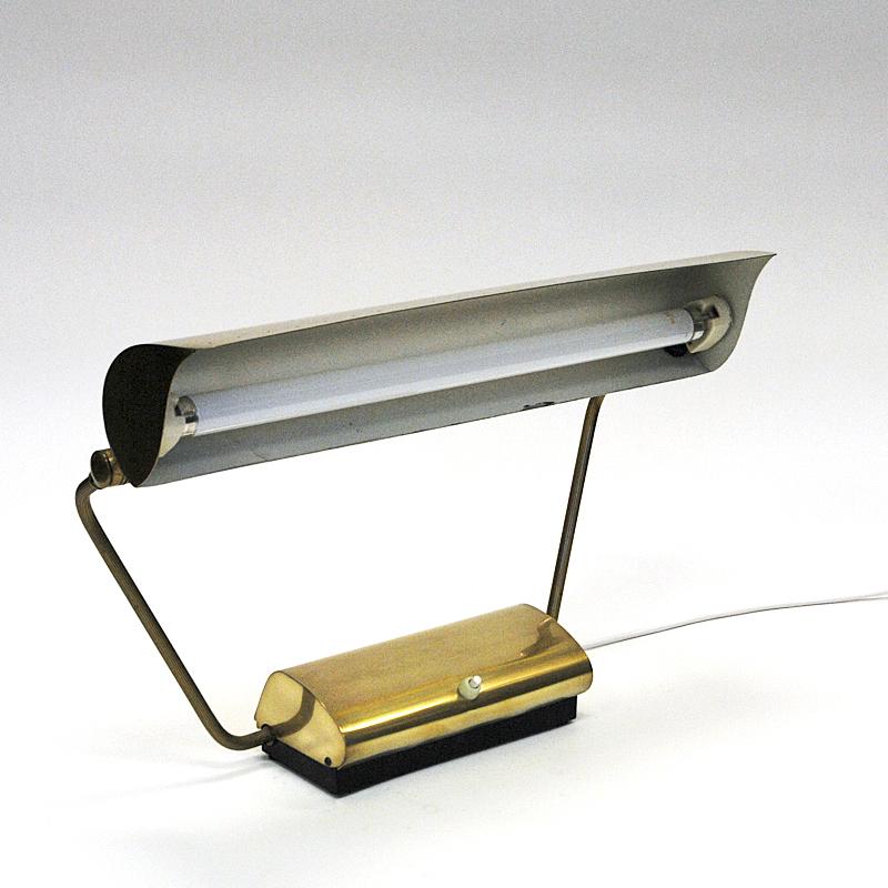 Polished Rectangular Brass Desk Lamp Mod Ds115 by Philips AS, Norway, 1950s