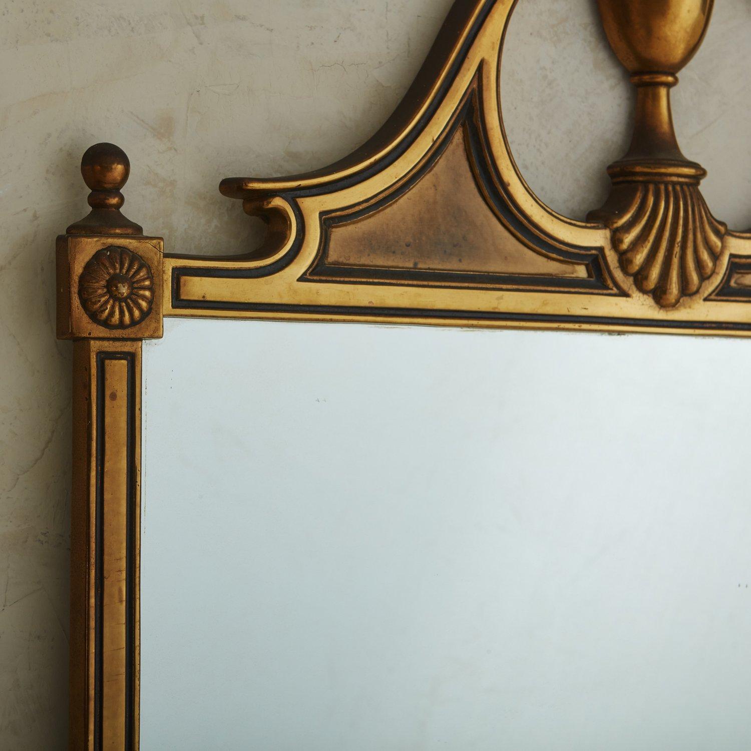 Rectangular Brass Frame Empire Mirror, France, 20th Century In Good Condition In Chicago, IL