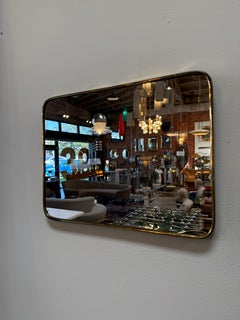 Rectangular Brass Framed Mirror, 1950s