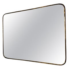 Rectangular Brass Framed Mirror, 1950s