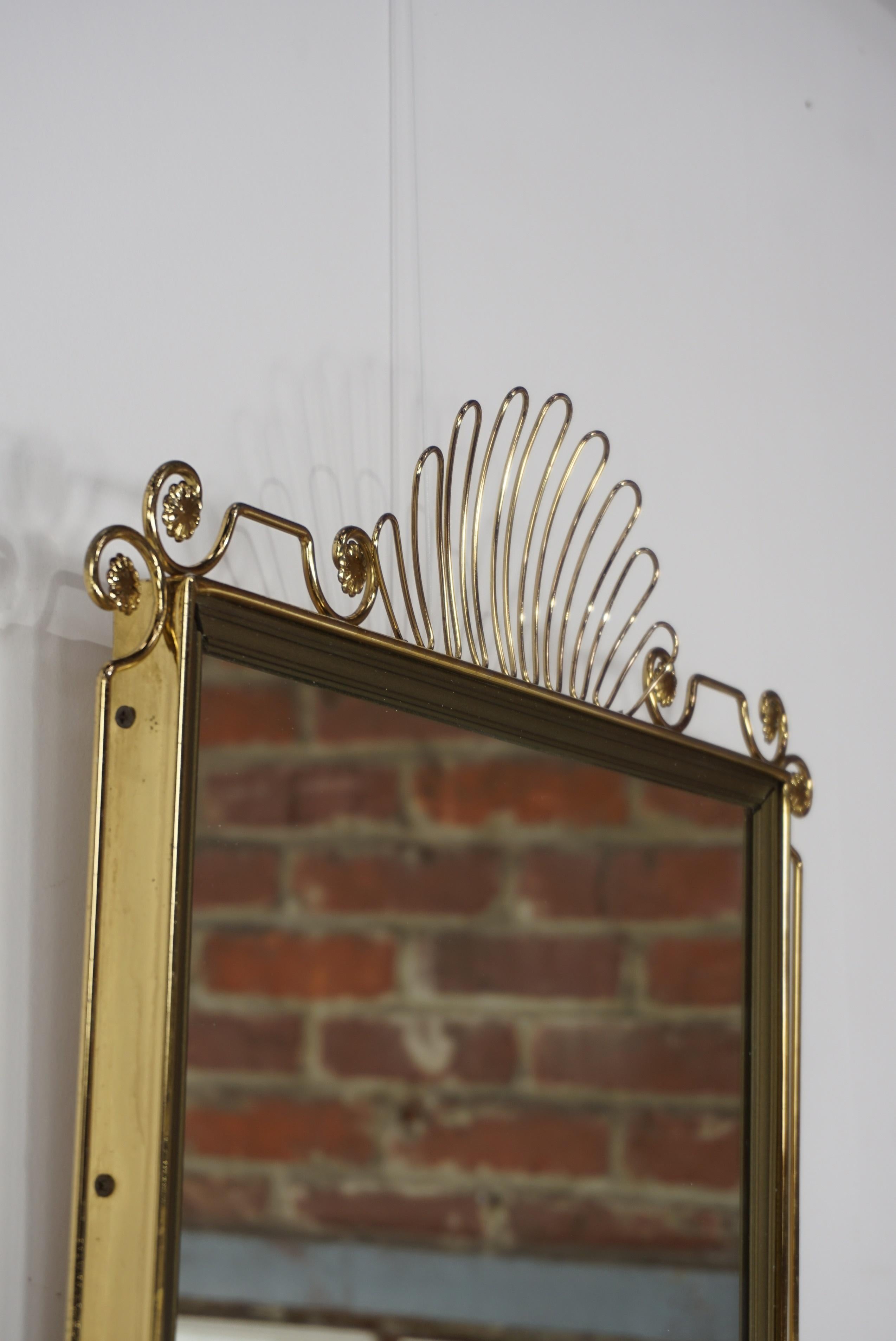Rectangular Brass Metal Mirror 1950s Design In Excellent Condition In Tourcoing, FR