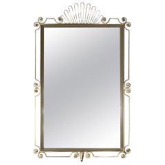 Rectangular Brass Metal Mirror 1950s Design