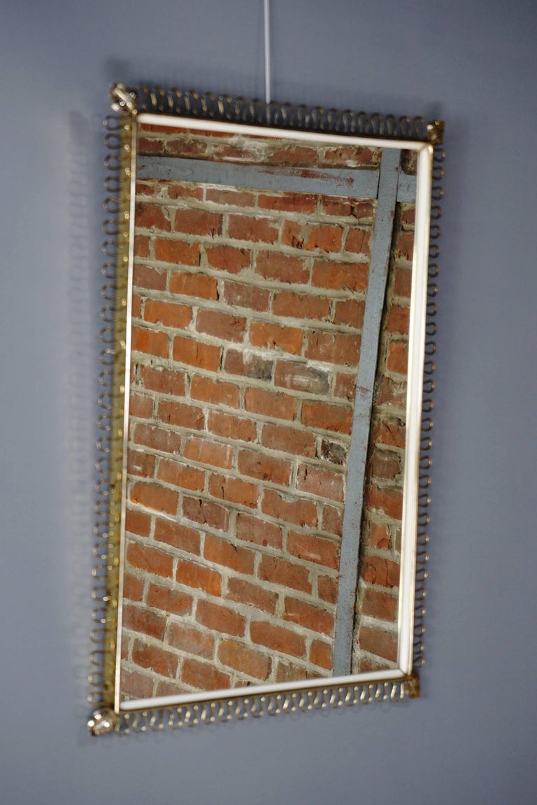 Rectangular Brass Metal Mirror by Josef Frank for Svenskt Tenn, 1950s
