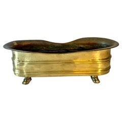 Rectangular Brass Planter or Jardiniere with Curved Edging and Lion Paw Feet