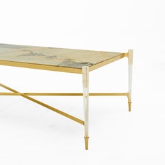 Rectangular Brass structure With Patagonia Marble top Coffee Table