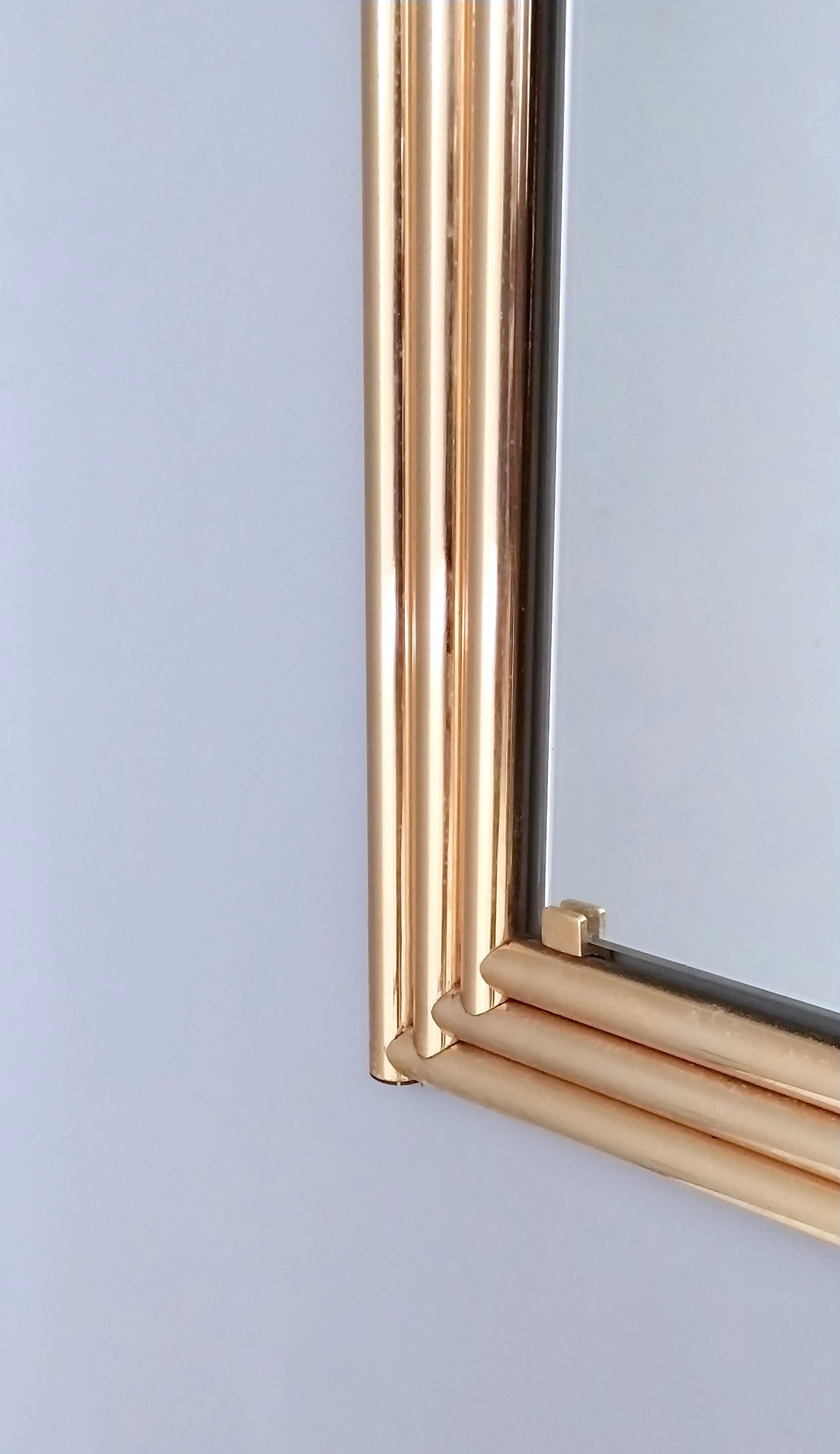 Rectangular Brass Tubular Wall Mirror, Italy, 1980s 2