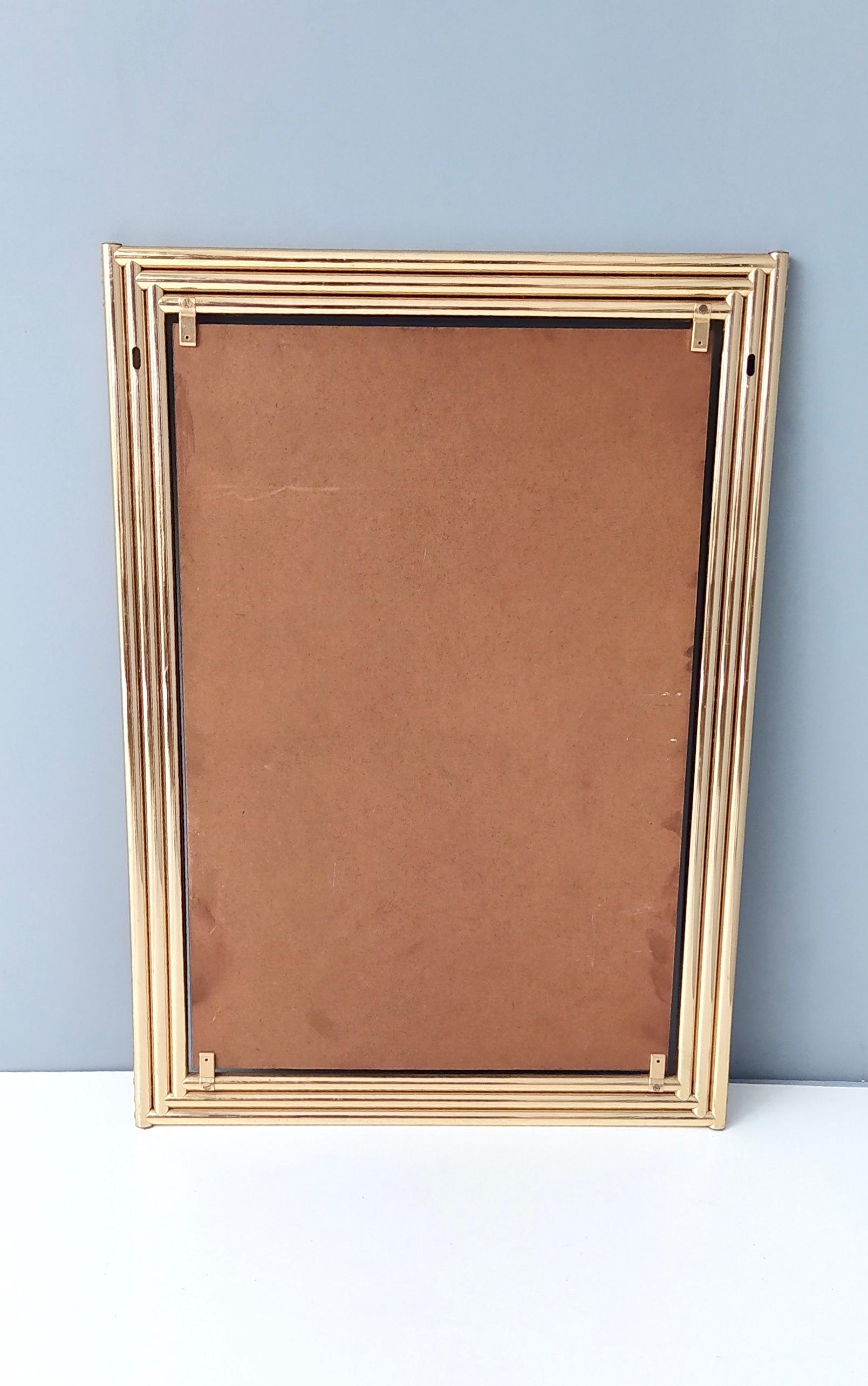 Rectangular Brass Tubular Wall Mirror, Italy, 1980s 3