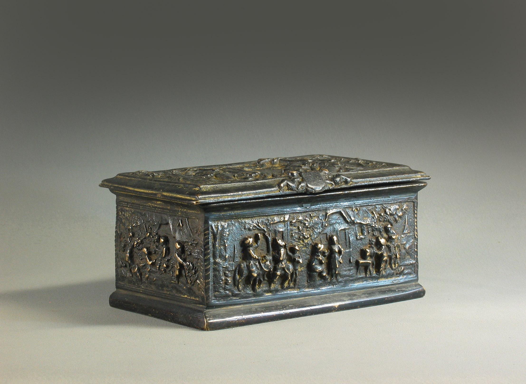 Rectangular Bronze Casket, French, 19th Century 5