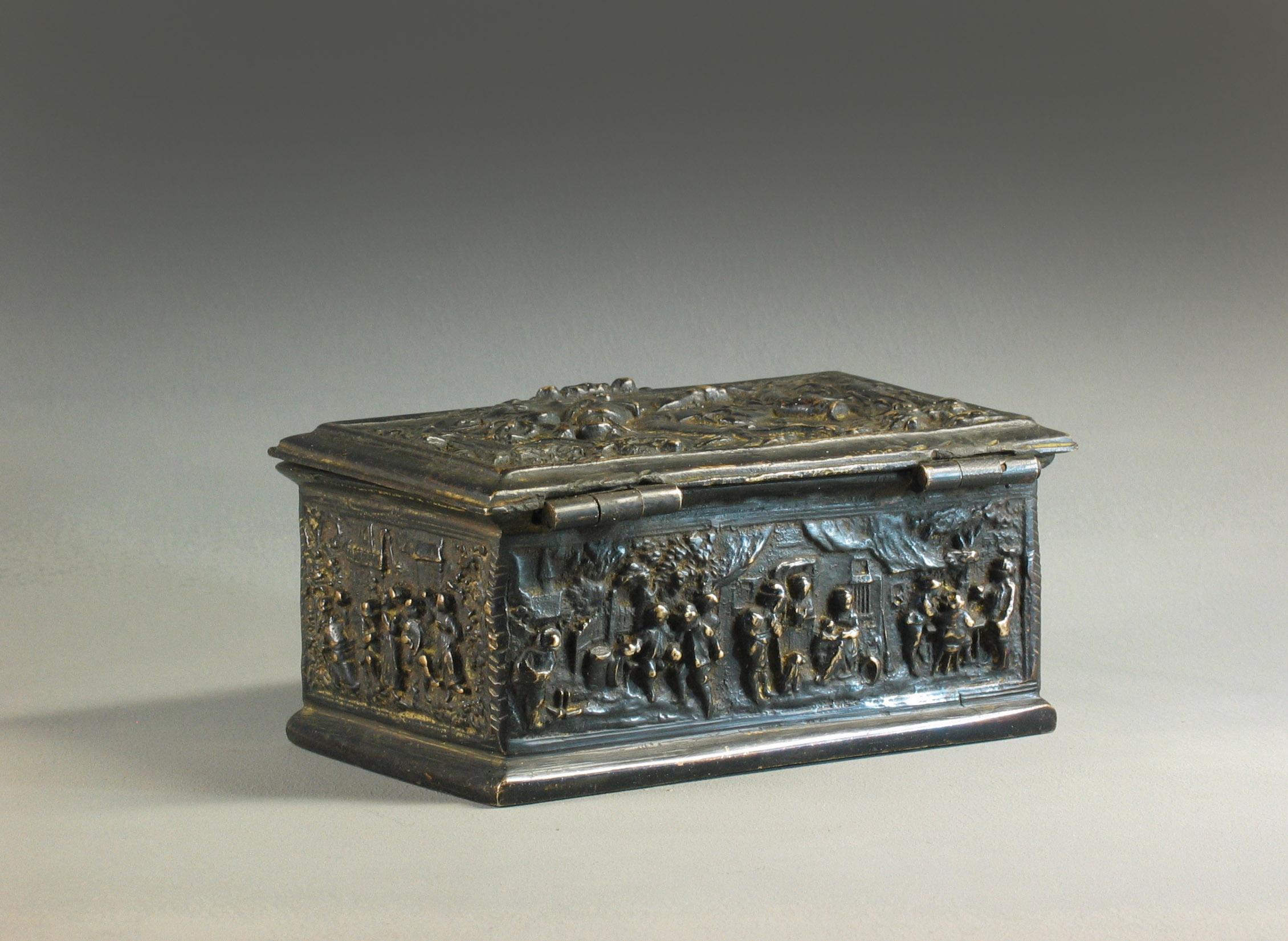 Dutch Colonial Rectangular Bronze Casket, French, 19th Century