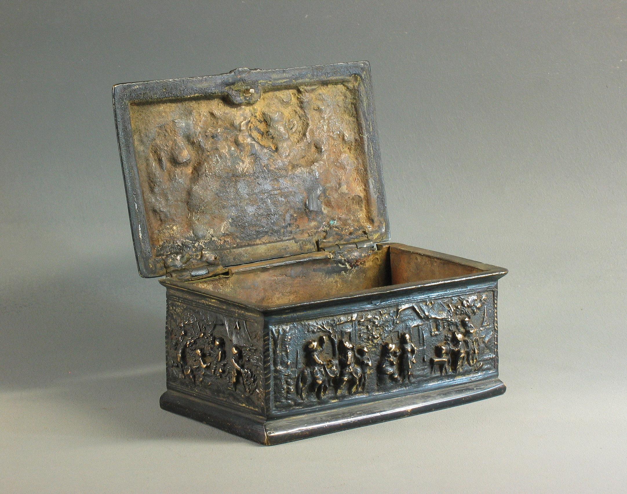 Cast Rectangular Bronze Casket, French, 19th Century