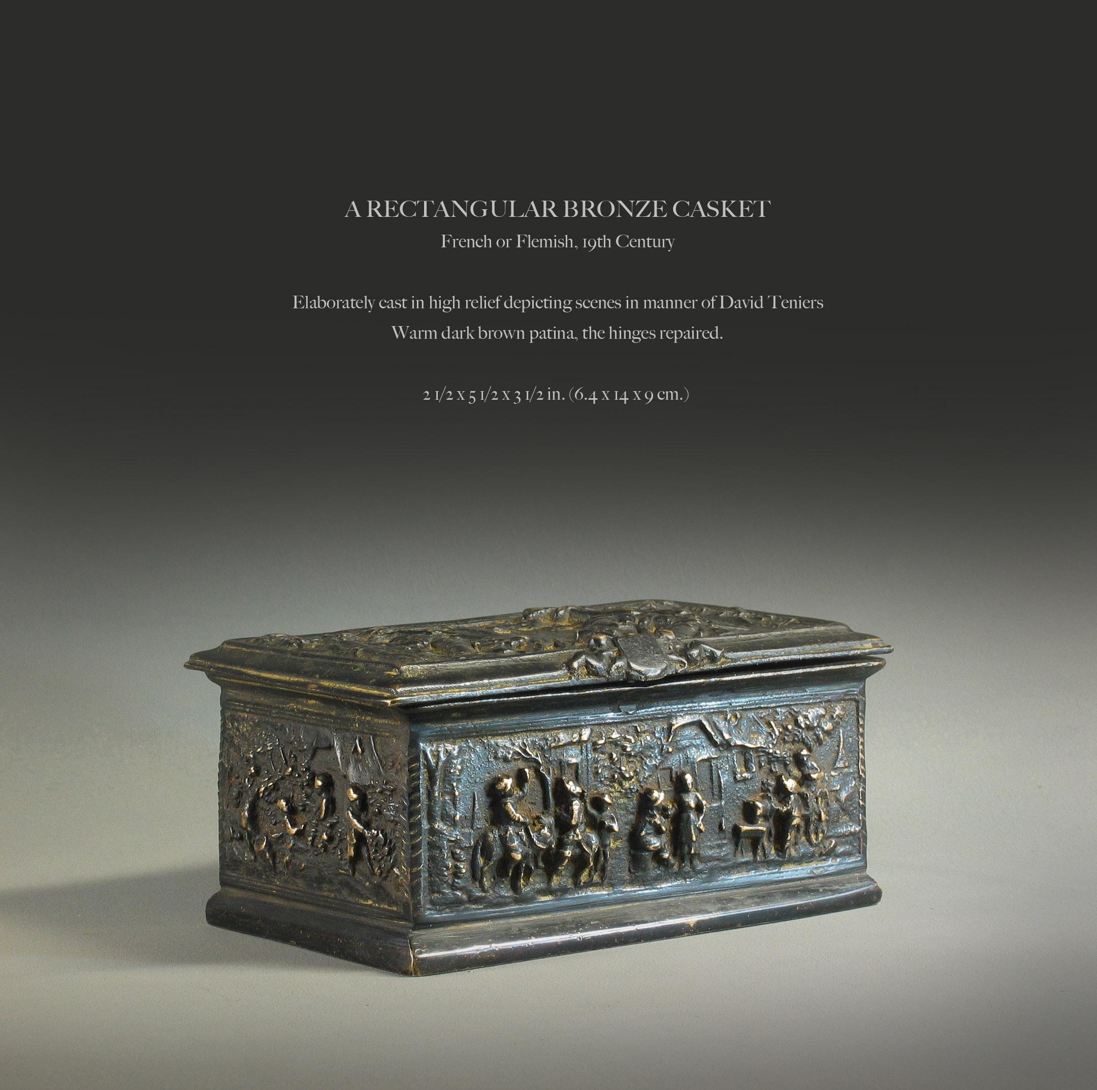 Rectangular Bronze Casket, French, 19th Century 4