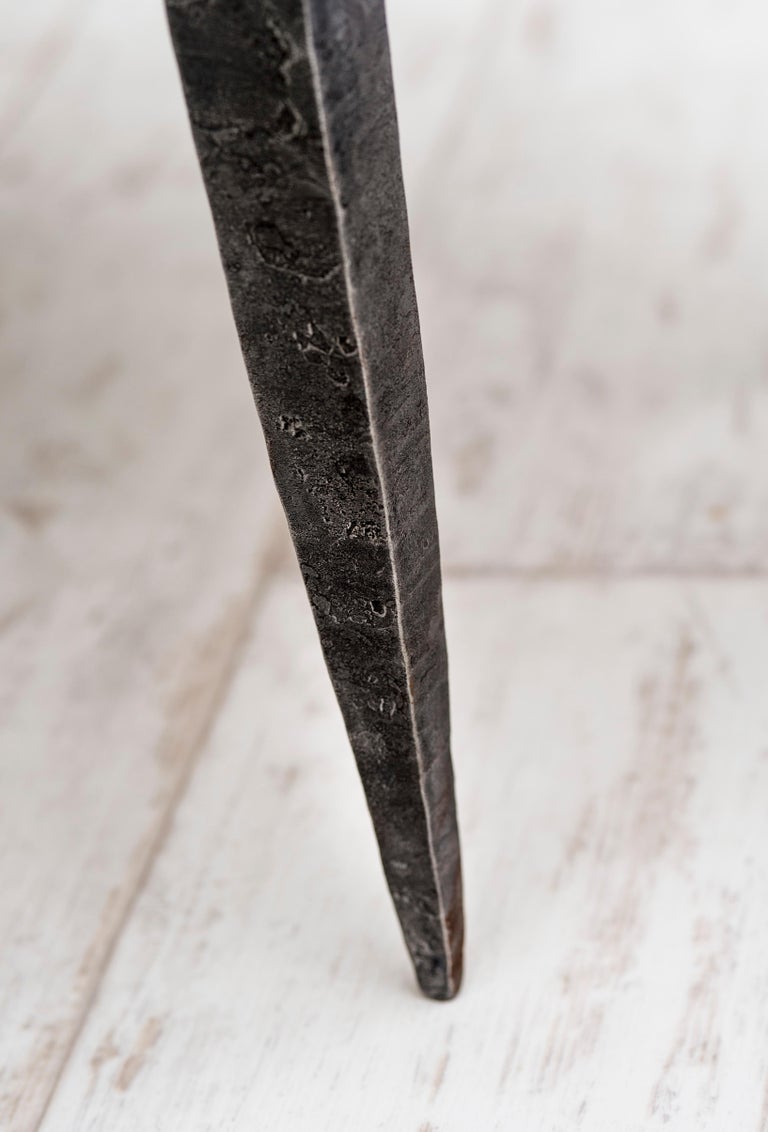 Rectangular Bronze Console Table with Tapered and Chiseled Steel Legs