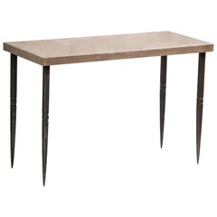 Rectangular Bronze Console Table with Tapered and Chiseled Steel Legs
