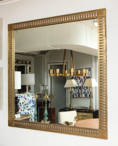 Custom Bronze Mirror with Chrome Inserts in the Neoclassic Manner