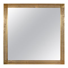 Miroir rectangulaire en bronze avec inserts chromés de style néoclassique