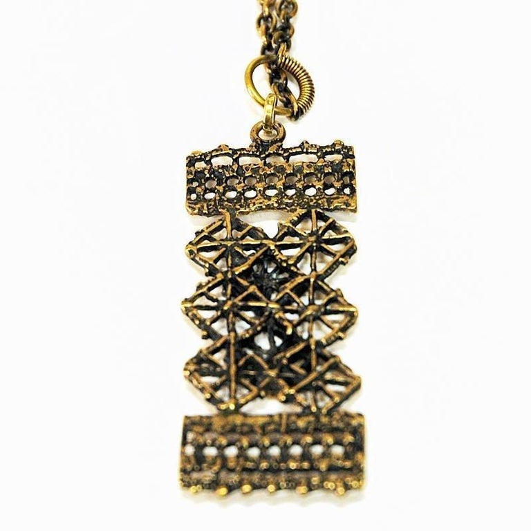 Rectangular Bronze necklace by Pentti Sarpaneva Finland 1960s For Sale