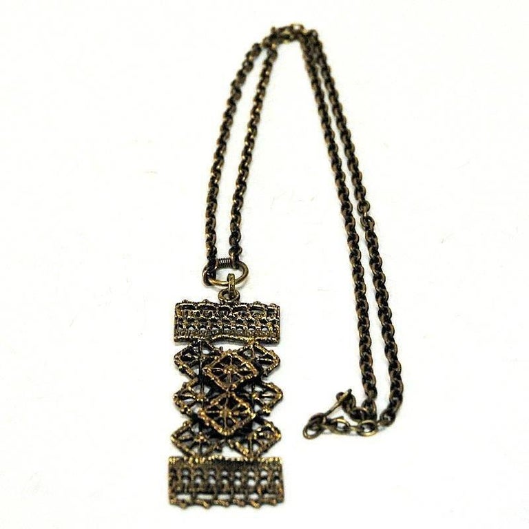 Rectangular Bronze necklace by Pentti Sarpaneva Finland 1960s For Sale