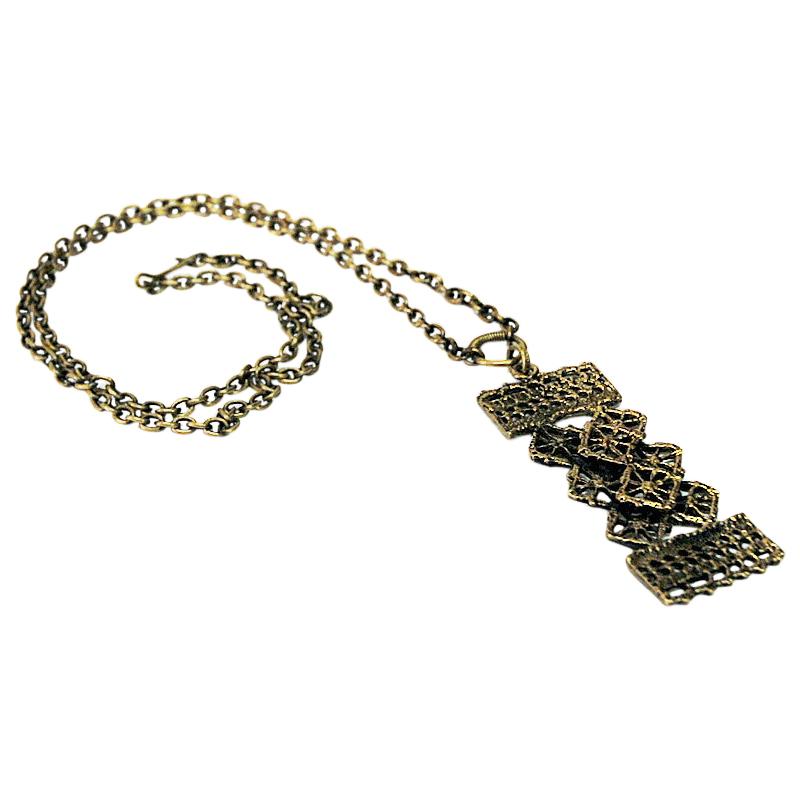 Rectangular Bronze Necklace by Pentti Sarpaneva, Finland, 1960s