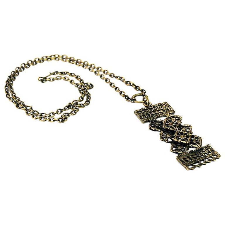 Rectangular Bronze Necklace by Pentti Sarpaneva, Finland, 1960s For Sale at  1stDibs