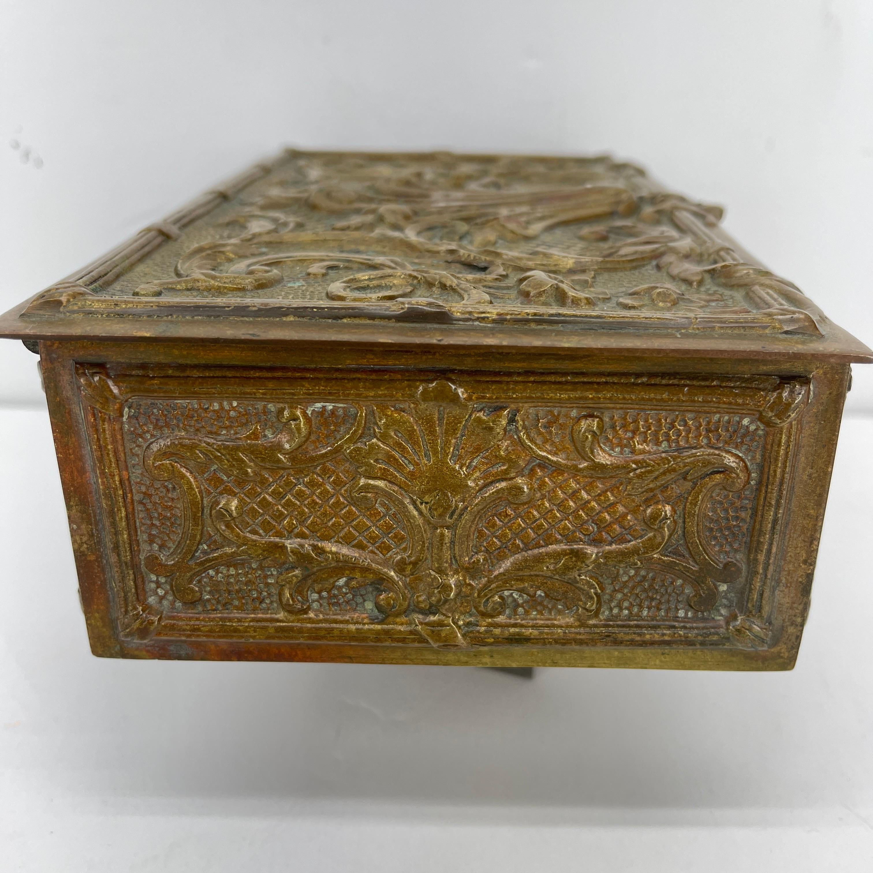 Rectangular Bronze Vanity Jewelry Box, Belgium, circa 1920-1930's 5