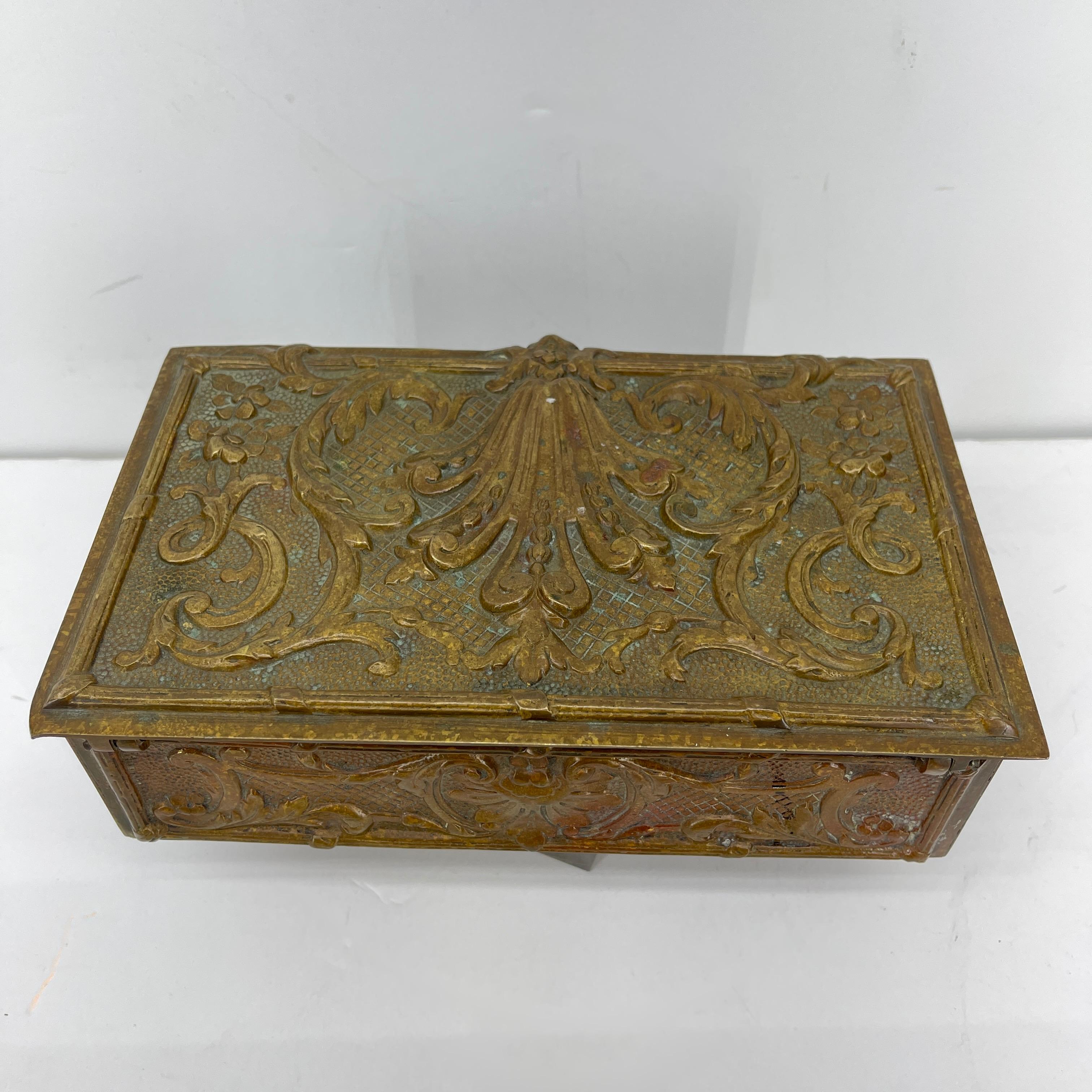Belgian Rectangular Bronze Vanity Jewelry Box, Belgium, circa 1920-1930's