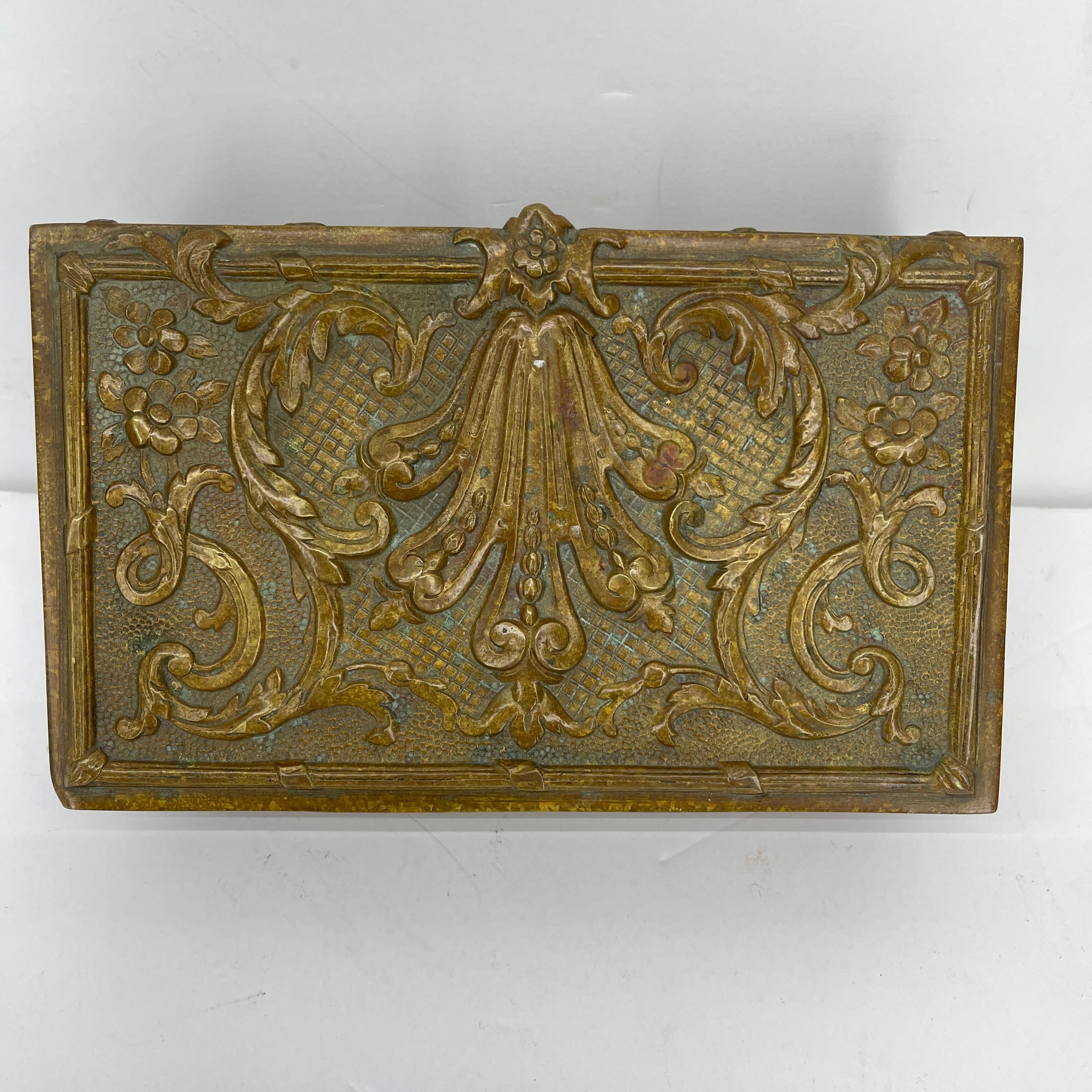 Hand-Crafted Rectangular Bronze Vanity Jewelry Box, Belgium, circa 1920-1930's