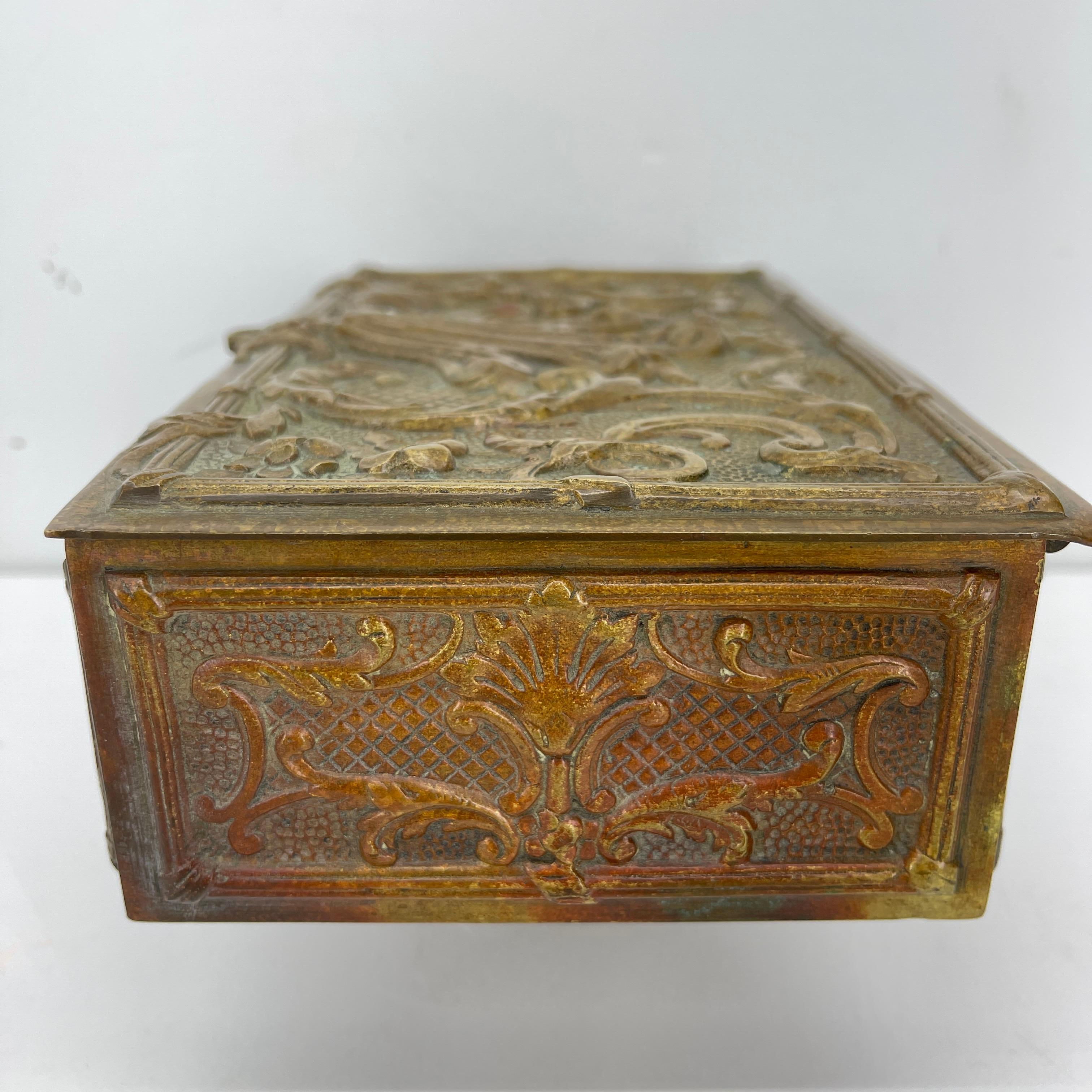 Rectangular Bronze Vanity Jewelry Box, Belgium, circa 1920-1930's 1