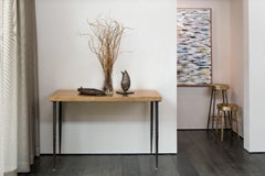 Consola de Pared Rectangular Bronce con Patas de Acero Cónicas y Cinceladas
