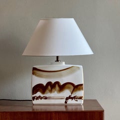 Rectangular Brown and White Porcelain Table Lamp Bing & Grondahl Copenhagen