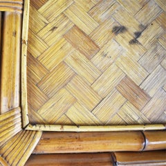 Tavolini rettangolari in bambù marrone avvolti in rattan di Franco Albini, una coppia