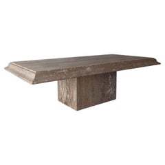 Rechteckiger Brown Travertine Pedestal Couchtisch