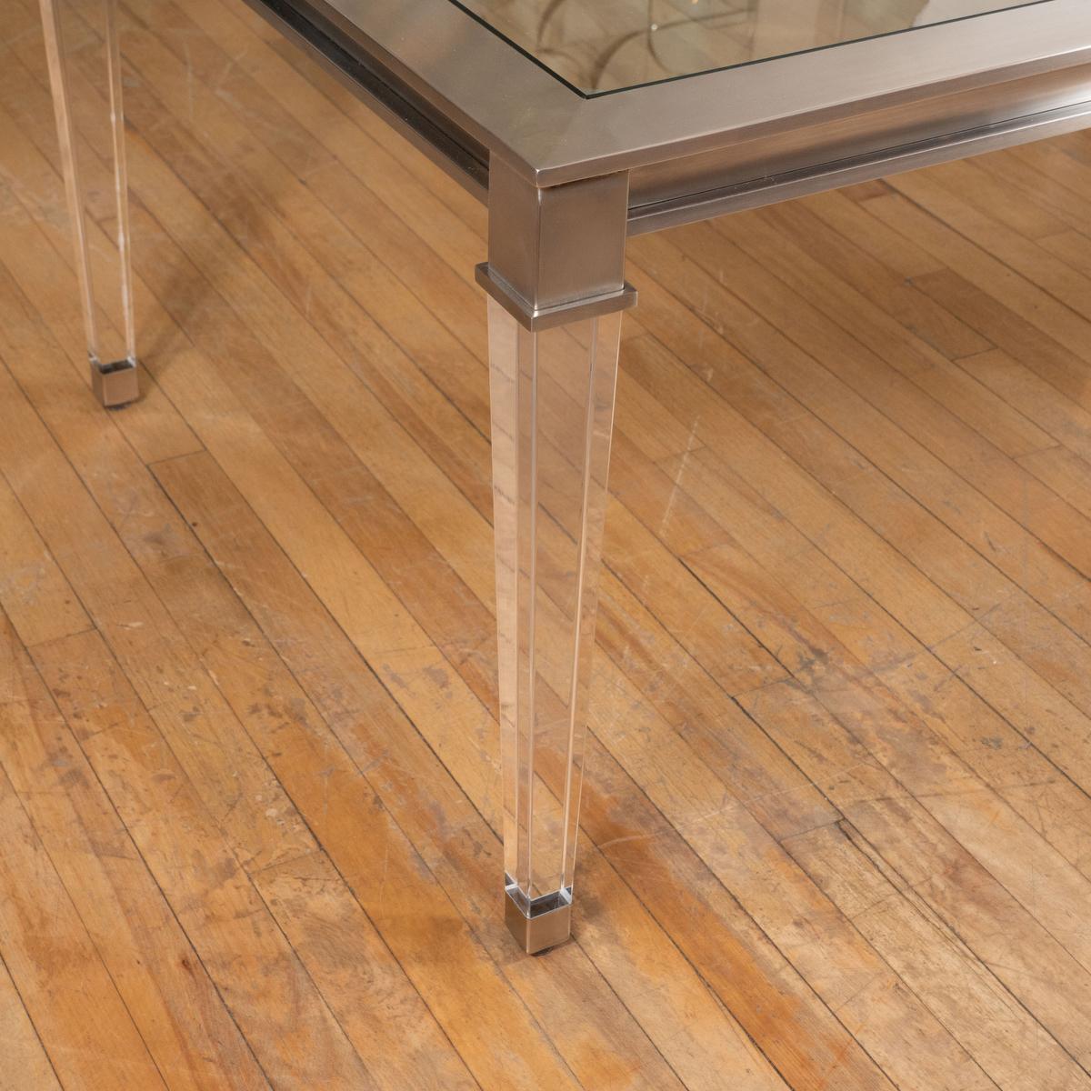 American Rectangular brushed nickel coffee table For Sale