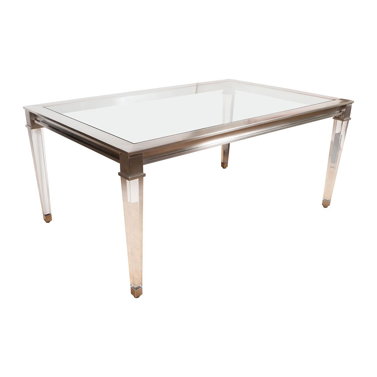 Rectangular brushed nickel coffee table For Sale