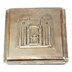 Rectangular brushed silver cigarette case