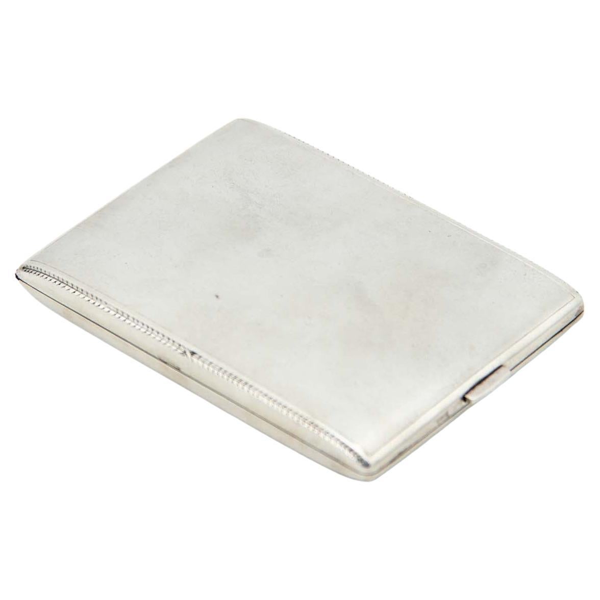 Rectangular brushed silver cigarette case