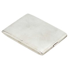 Rectangular brushed silver cigarette case