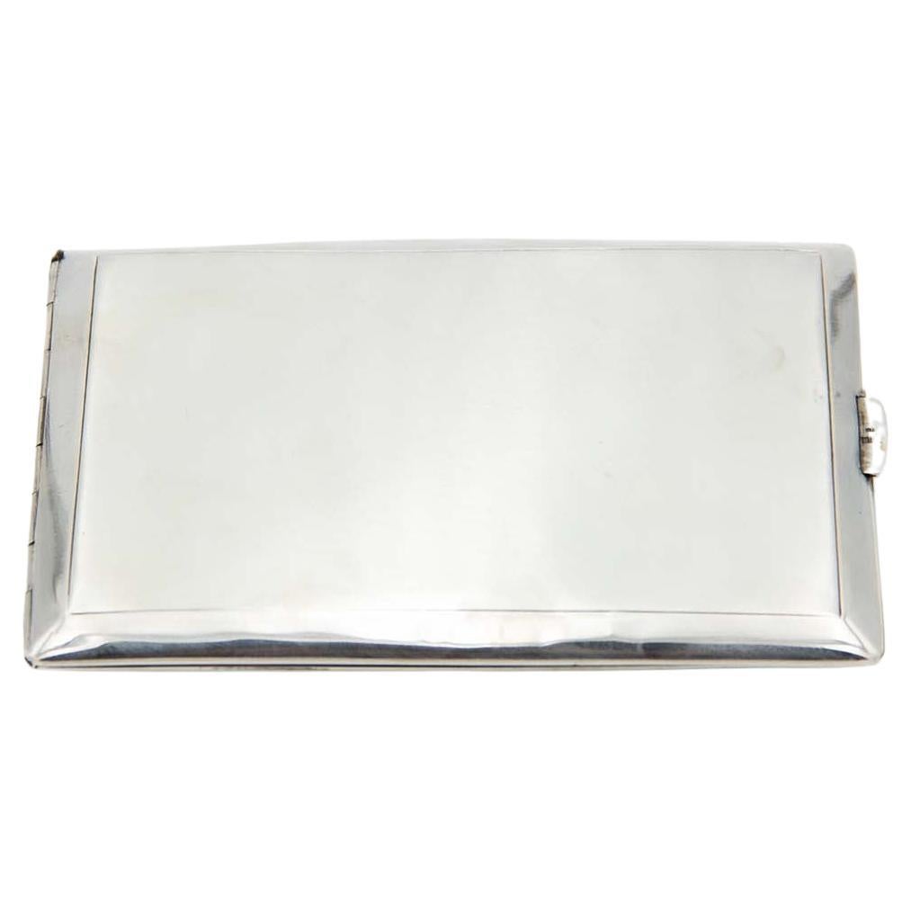 Rectangular brushed silver cigarette case