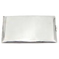 Rectangular brushed silver cigarette case
